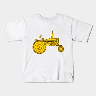 silhouette of an yellow old farm machine Kids T-Shirt